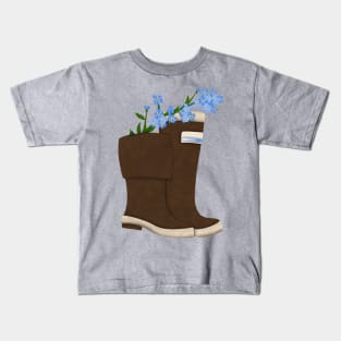 Paper Forget Me Not Rain Boots Kids T-Shirt